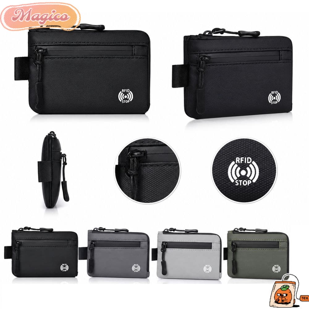 Carteiras Masculinas MAGICO , Porta-Cartões De Crédito Rfid Com Bloqueio De Zíper , Bolsa De Moedas De Nylon Antirroubo