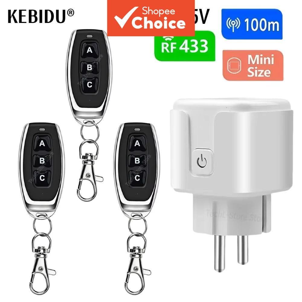 Interruptor de Tomada com Controle Remoto Sem Fio 433MHz Plugue UE 220V 15A Para Ventilador Aquecedor de Água Lâmpada