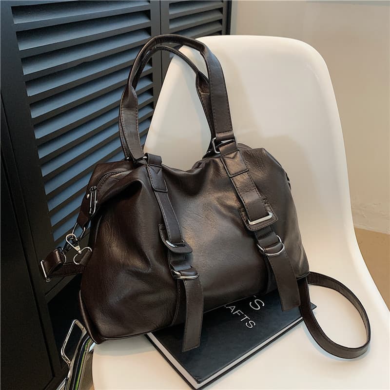 Bolsa tote vintage feminina europeia e americana, nova bolsa de grande capacidade, bolsa de ombro feminina, bolsa transv
