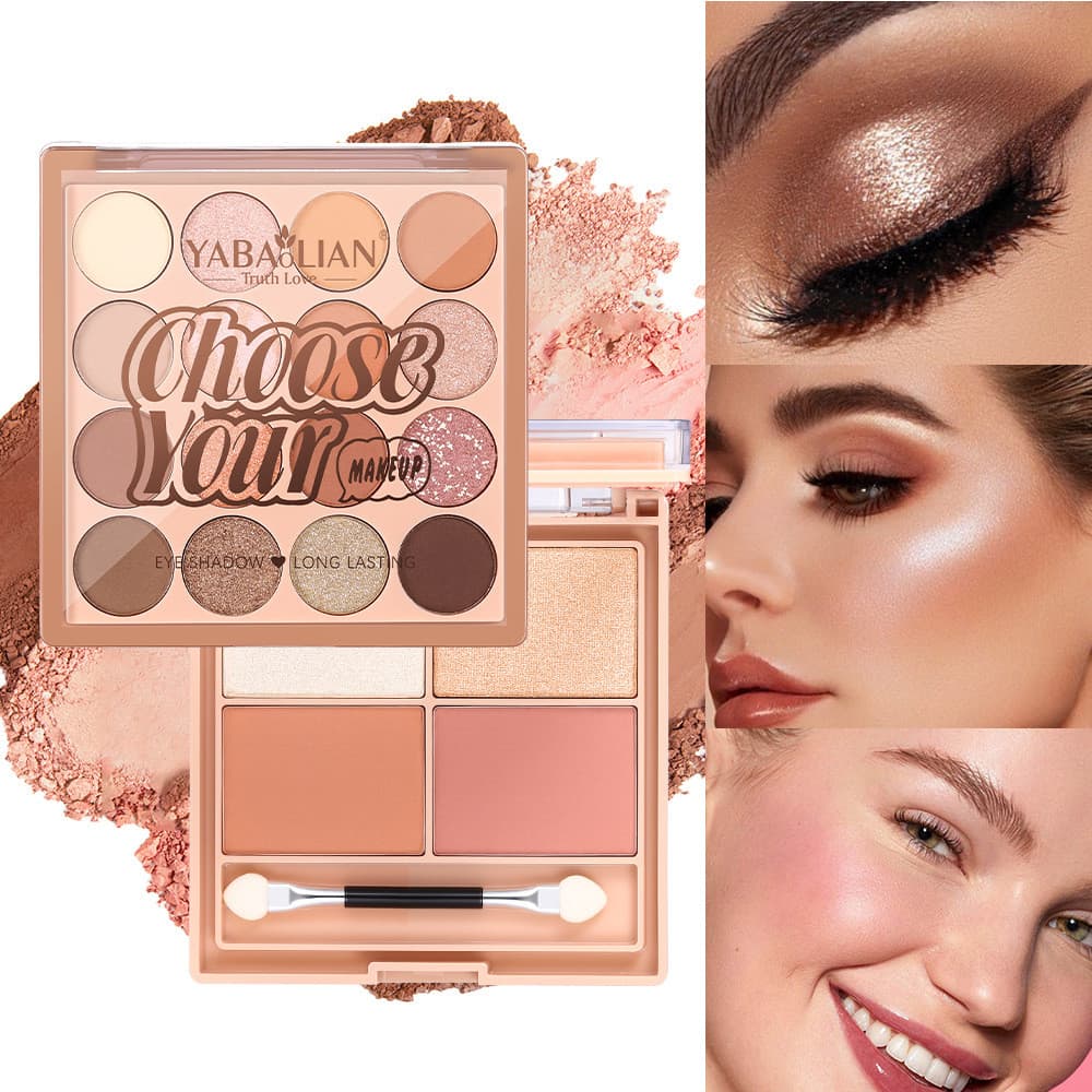 Paleta de sombras três em um paleta de maquiagem beleza BAOLISHI multifuncional paleta de maquiagem Blush sombra destaqu