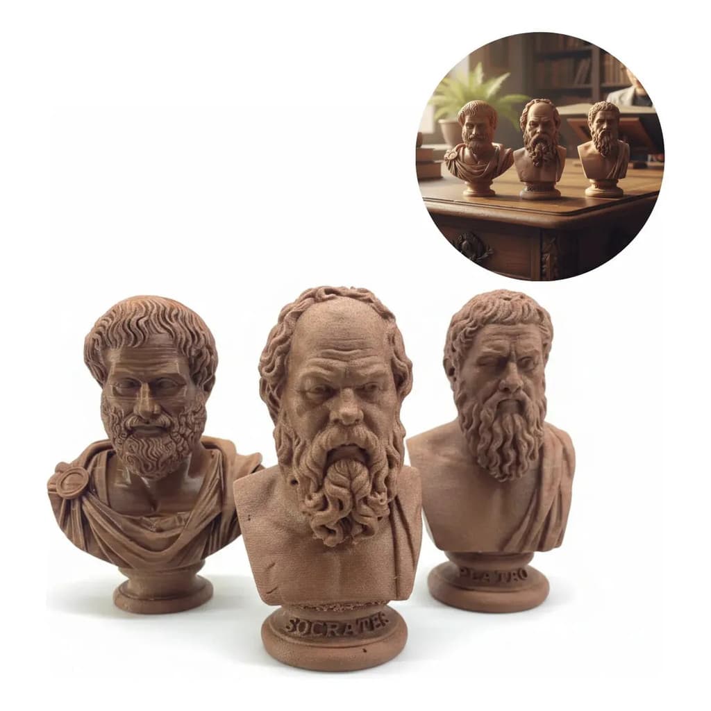 Kit 3 Estátuas Filósofos Gregos Sócrates Aristóteles E Platão Bronze