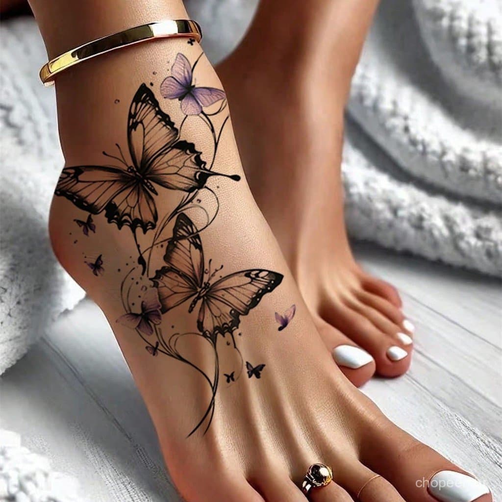 1 adesivo de tatuagem temporária elegante e estiloso, tatuagem falsa colorida para casais, design de borboleta de uso ún