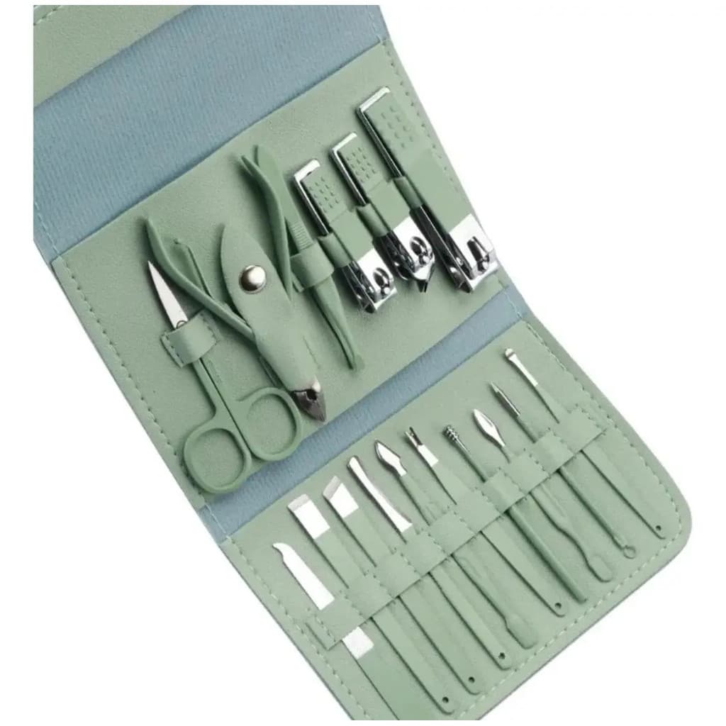 Kit De Manicure E Pedicure Oasis Oih-5403 Do 16 Peças (verde/ Azul/ Rosa/ Preto/ Marrom/ Amarelo)