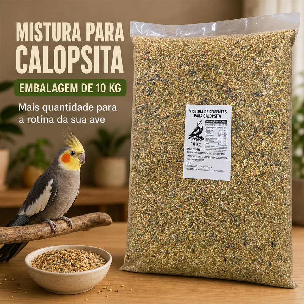 Mistura Ração Para Calopsita Mix De Sementes Aveia Girassol Painço Ave Passaros 10kg