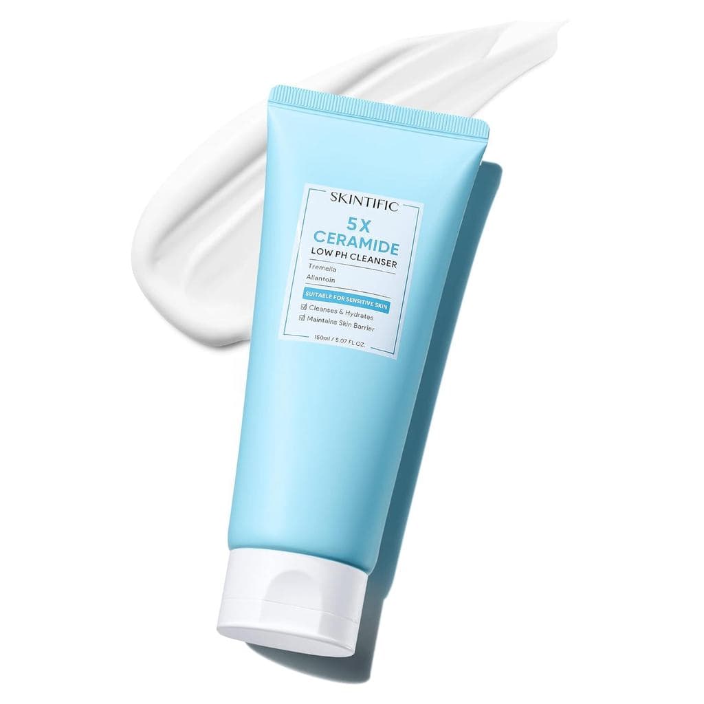 SKINTIFIC 5X Ceramides, Limpador Facial de Baixo pH para Pele Sensível, Hidratante com Aminoácidos e Ácido Hialurônico,