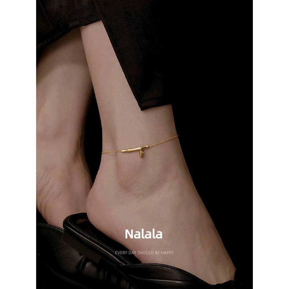 Novo Estilo Chinês Está Subindo , Pequena Tornozeleira De Bambu Dourado , design Sofisticado De Nicho Feminino , Verão 2