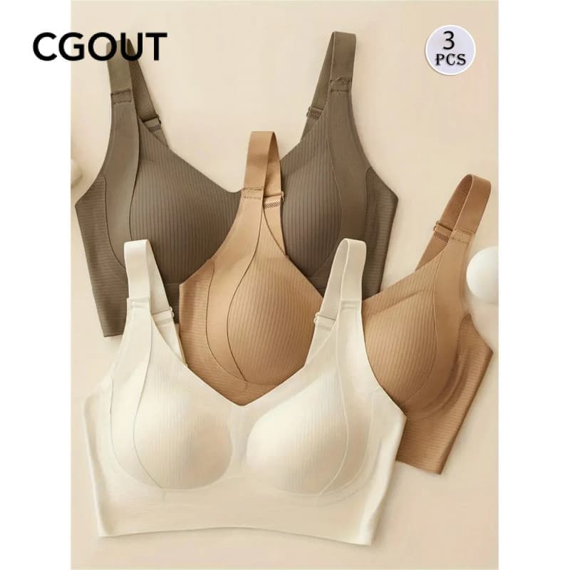 Conjunto de sutiã esportivo respirável sem costura de três peças feminino