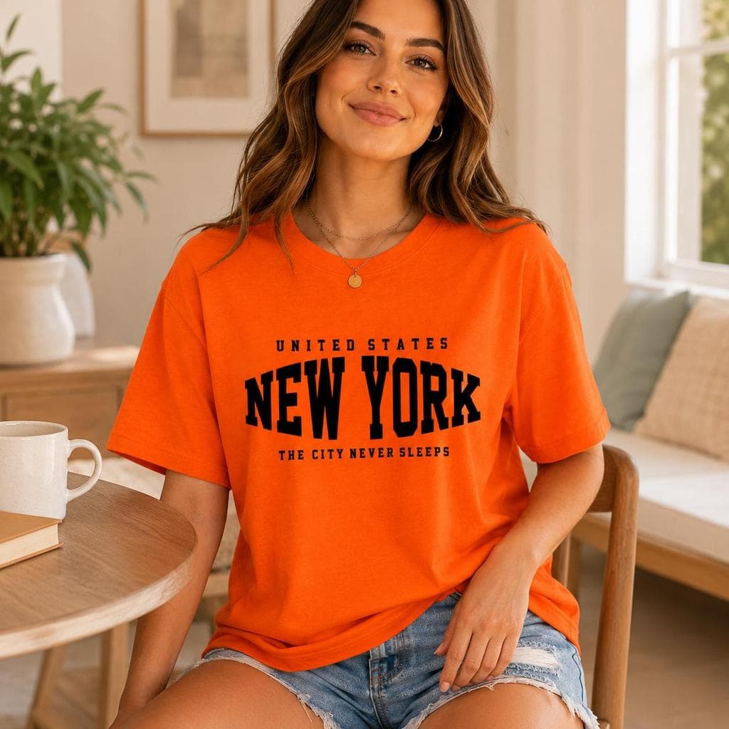 Camiseta Feminina New York 100% Algodão Casual Manga Curta P ao GG