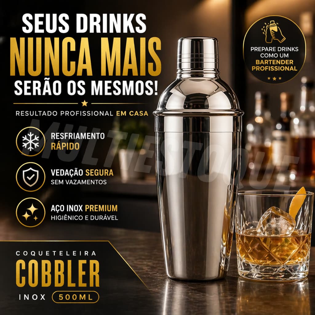Coqueteleira Cobbler 500ml - Inox