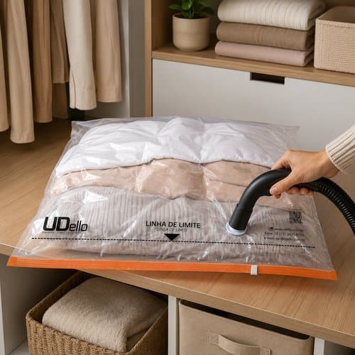 Saco Vacio Grande 55x90cm Valvula Compressao Armazenamento Roupas Mantas