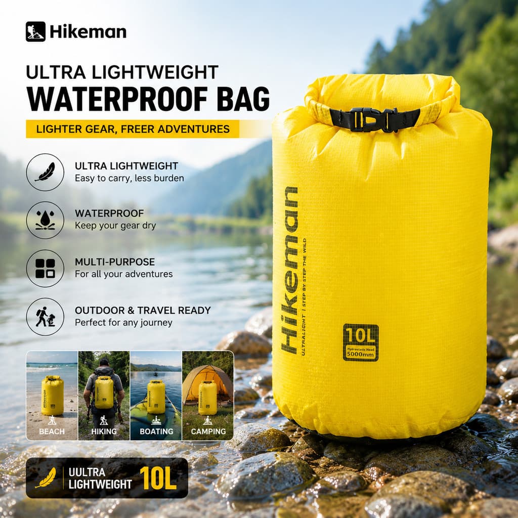 HIKEMAN Ultraleve À Prova D'água Saco Seco De Armazenamento Ao Ar Livre 15D Silicone Nylon 6L 10L 16L Para Acampamento C