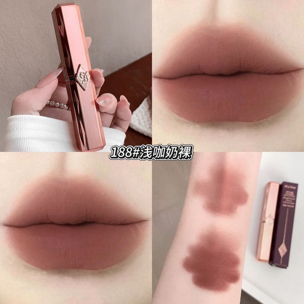 Batom Bily Bear Soft Matte em Tubo Dourado com Textura Cremosa e Fórmula Não Ressecante