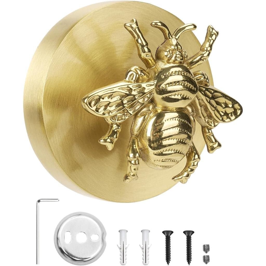 Gancho de Parede de Metal para Casacos, Cabide Decorativo de Latão em Forma de Abelha para Quarto, Cozinha, Banheiro (Do