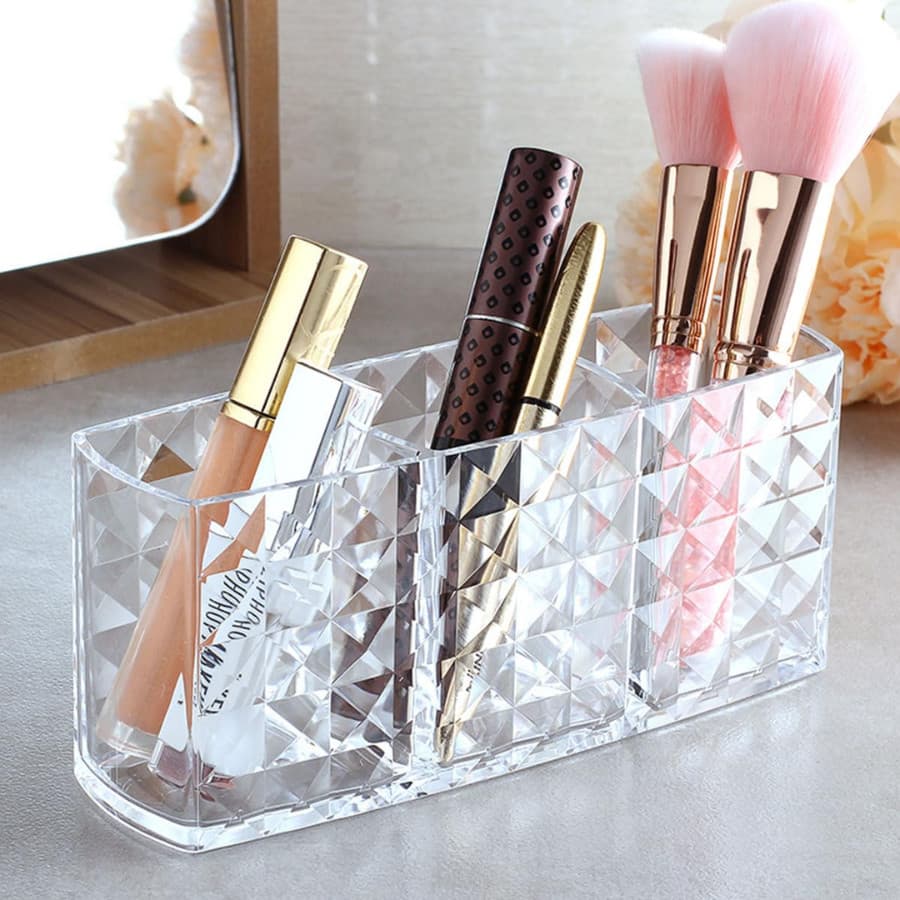 Porta Pincel Diamante Organizador Acrílico Maquiagem Luxuoso