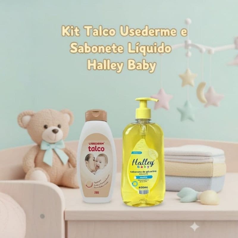 Halley Baby Kit Sabonete Líquido Hidratante Glicerina Neutro + Talco Usederme