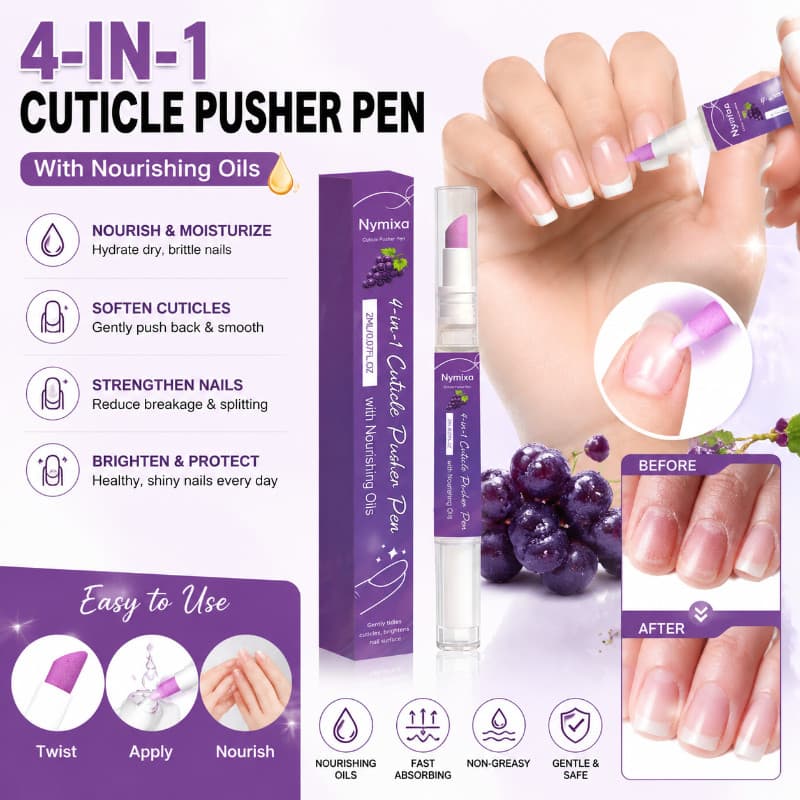 Caneta Empurradora De Cutícula 4 Em 1 , 2ml , Tratamento Fortalecedor De Unhas Com Óleos Nutritivos Para Secas E Quebrad