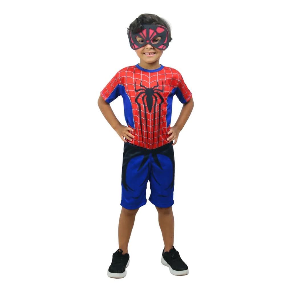 Fantasia Homem Aranha Infantil Com Máscara Spiderman 1 Á 8 A EVA