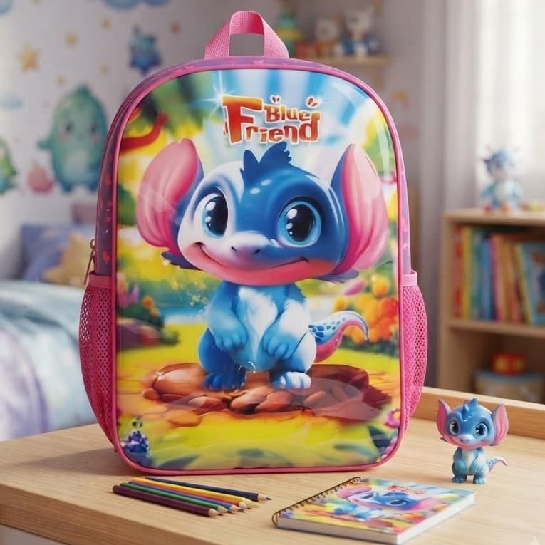 Mochila Infantil Colorida Resistente Escolar Passeio com Design Divertido Sortida