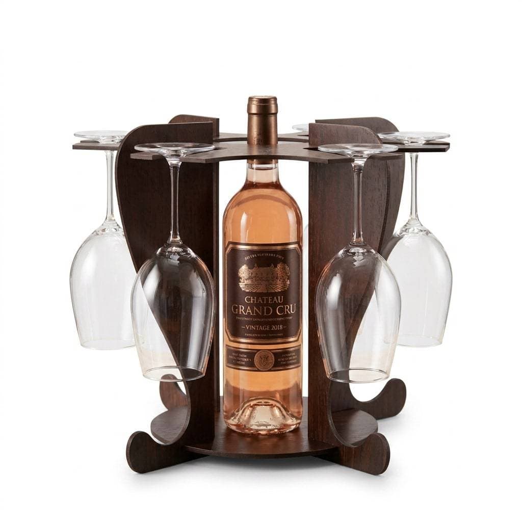 Porta Vinho com Porta Taças em MDF – Adega de Bancada Moderna e Elegante