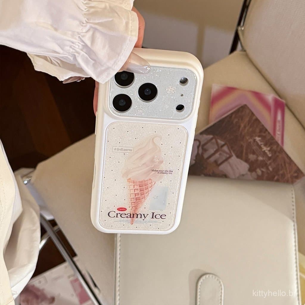 Capa de celular com tema de sorvete, adequada para iPhone 17, iPhone 17 Pro, com janela grande, cobertura total, iPhone