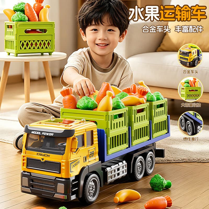 Caminhão de Transporte de Frutas, Carro de Liga Leve, Grande Veículo de Engenharia Inercial com 3 Reboques, Super 6, Bri