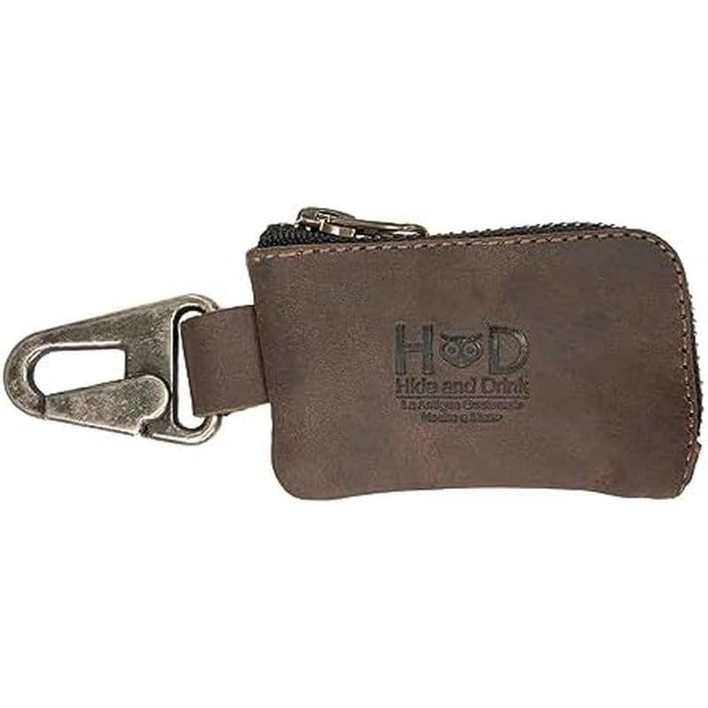 Esconder & amp ; Bebida , Porta-Chaves Do Carro Moedas Para Cinto Feito À Mão Em Couro Integral-Bourbon Brown