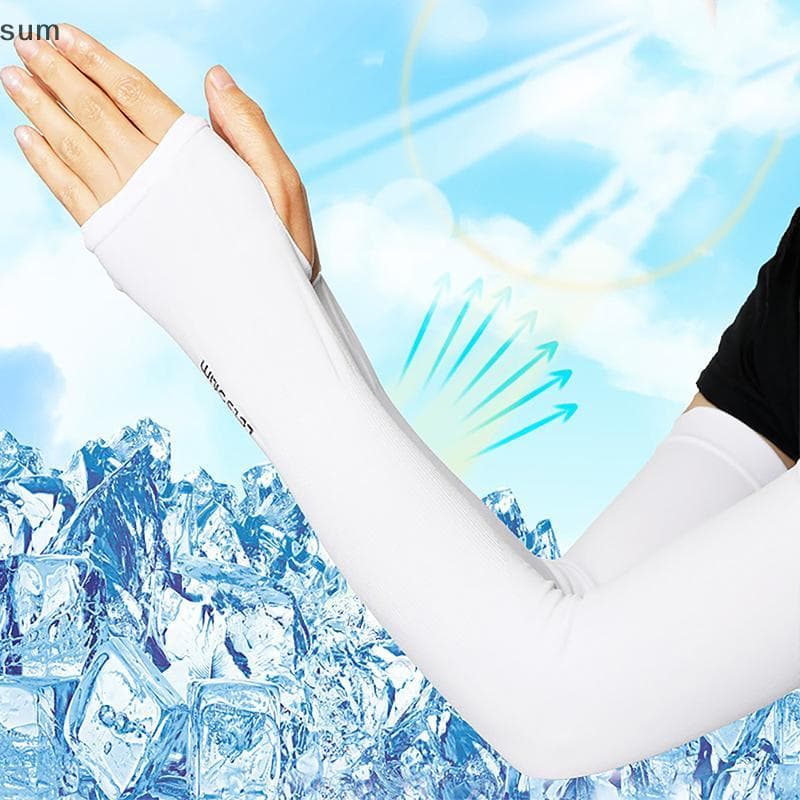 [sum] Mangas De Braço Solares UV Mulher Homens Ciclismo Luvas Sem Dedos Cool Muff Verão Seda Gelo Capa Elástica Para Con