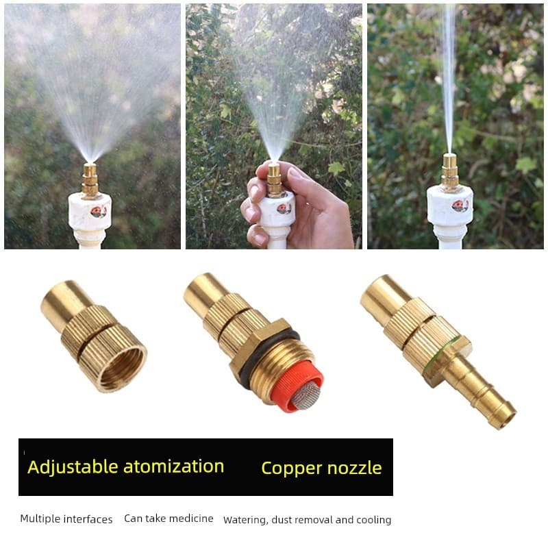 Todo o cobre ajustável de alta pressão atomização bocal bala jardinagem proteção ambiental remoção poeira 2 pontos 4 pon