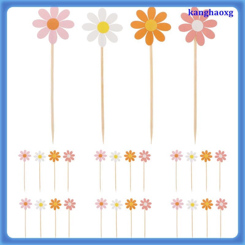 🍪 40Peças Flores Para Decoração De Bolo Em Casa Material De Madeira Colorido