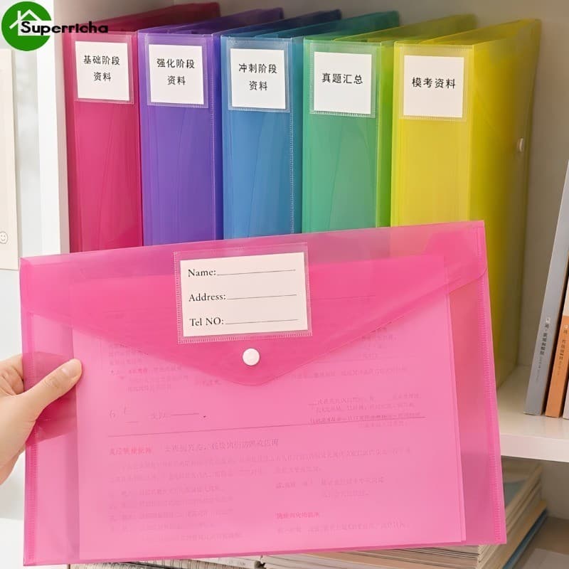 [Ultra] Pastas De Arquivo De Plástico Coloridas De 10 Unidades-Tamanho A4-Bolsa De Armazenamento De Escritório Escolar-C