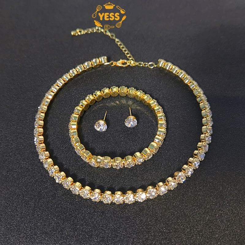YESS 4 Pçs/Set Feminino Conjunto De Jóias De Cristal Para Mulher Charme Nelace Pulseira Brinco Branco Zircão Corrente Qu