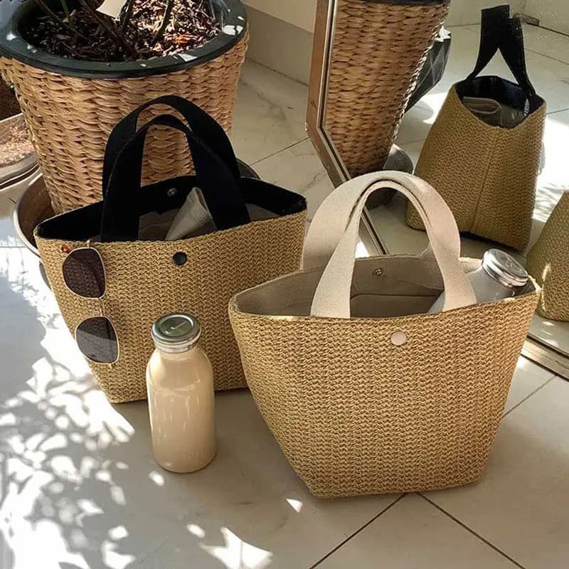 Bolsa feminina 2026 verão novo estilo influenciador praia férias All-Match tecido saco de fadas bolsa de palha francesa
