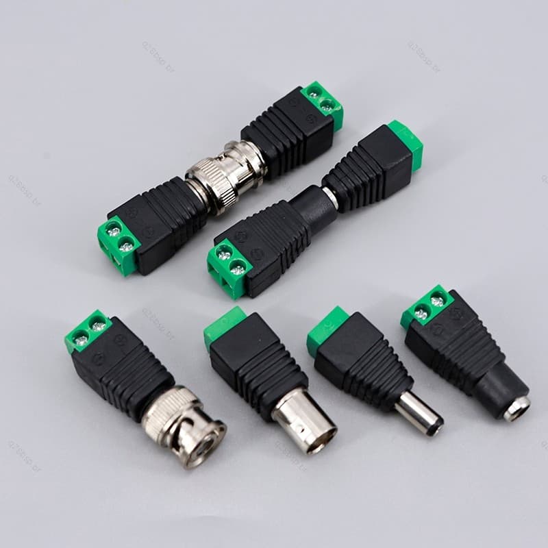 Conector BNC Macho Fêmea 5.5x2.1mm DC Jack Adaptador De Áudio De Alimentação Para Câmera CCTV De Tira LED RGB BR28B