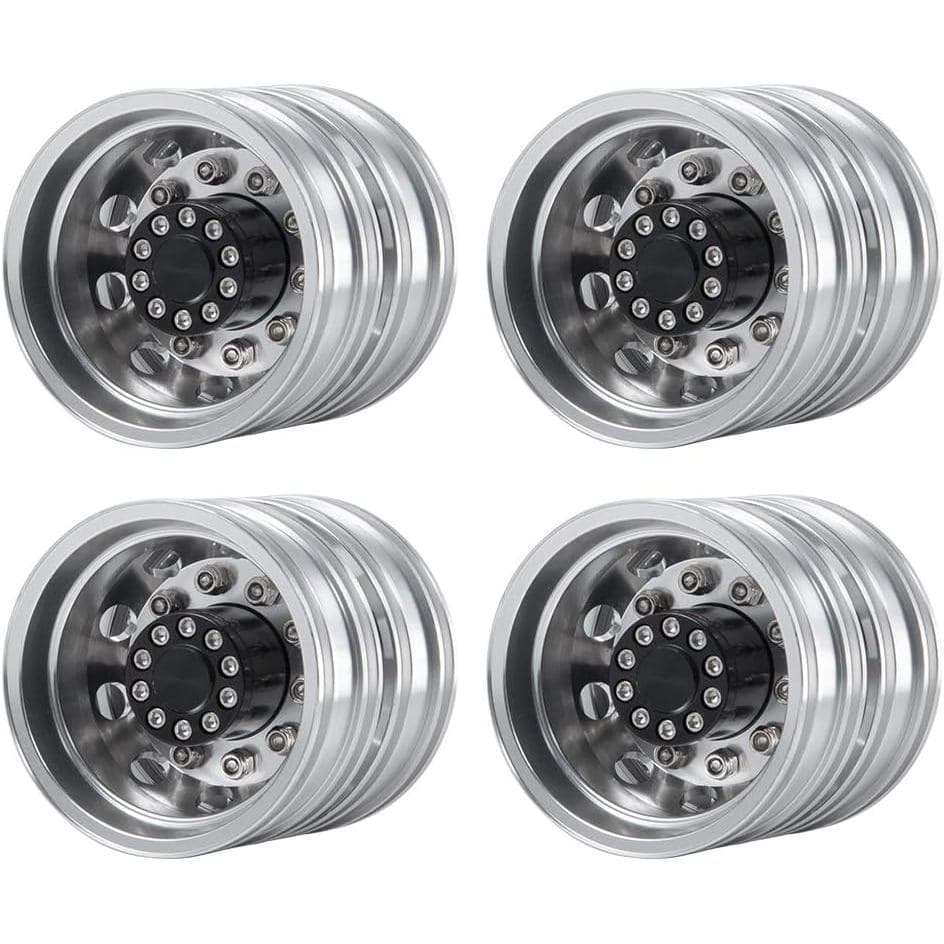 QUE-T 4 peças de Cubos de Roda Traseira de Alumínio para Carro RC Tamiya Tractor Climbing Trailer 1/14, Peças de Upgrade