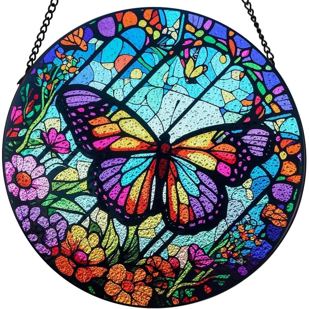 Decoração de Vidro Manchado para Janela - Apanhadores de Sol em Forma de Borboleta para Janelas Internas, Decoração de V