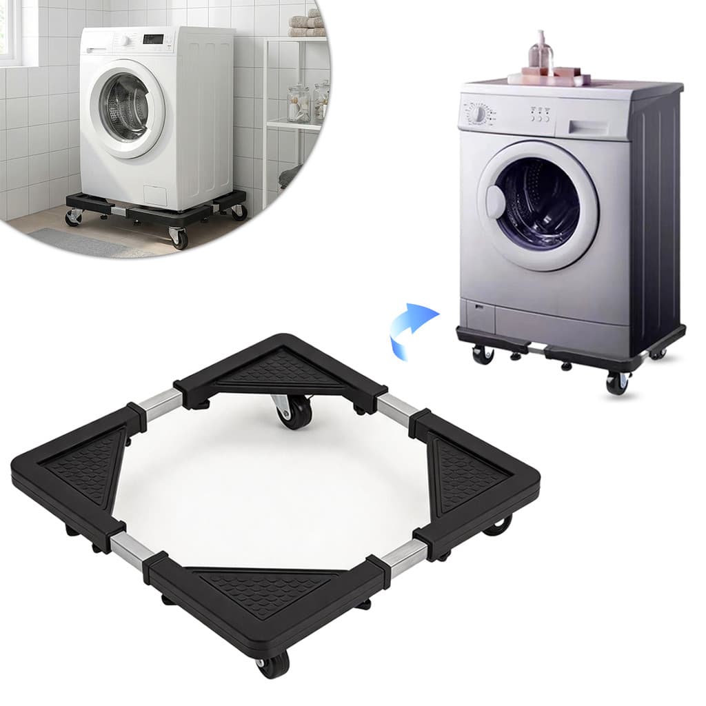 Suporte Deslizante para Eletrodomésticos Pesados  – com Rodas com Trava, Inox, para Geladeira Fogão Máquina de Lavar