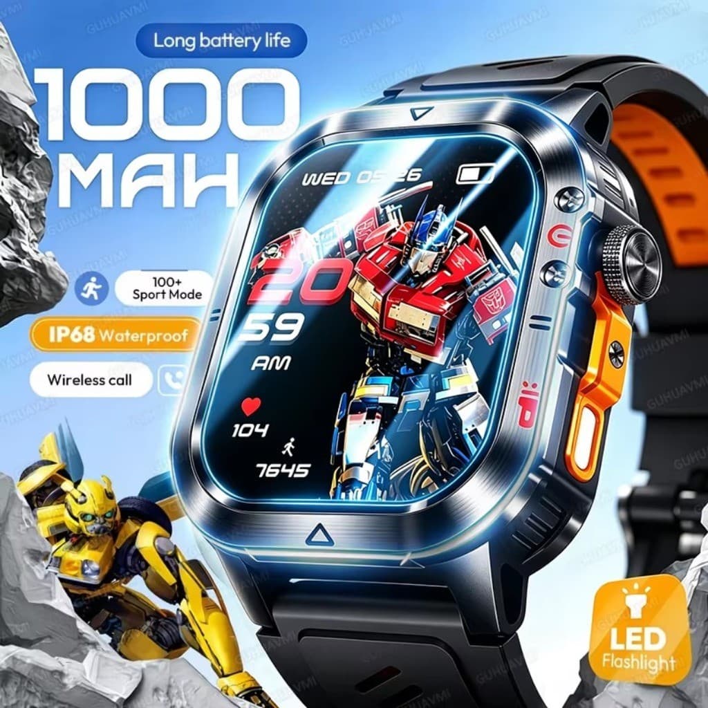 Novos Transformadores Relógio Inteligente 2.01 " Display AMOLED GPS Chamada Sem Fio Lanterna IP68 À Prova Dip68 Água 100