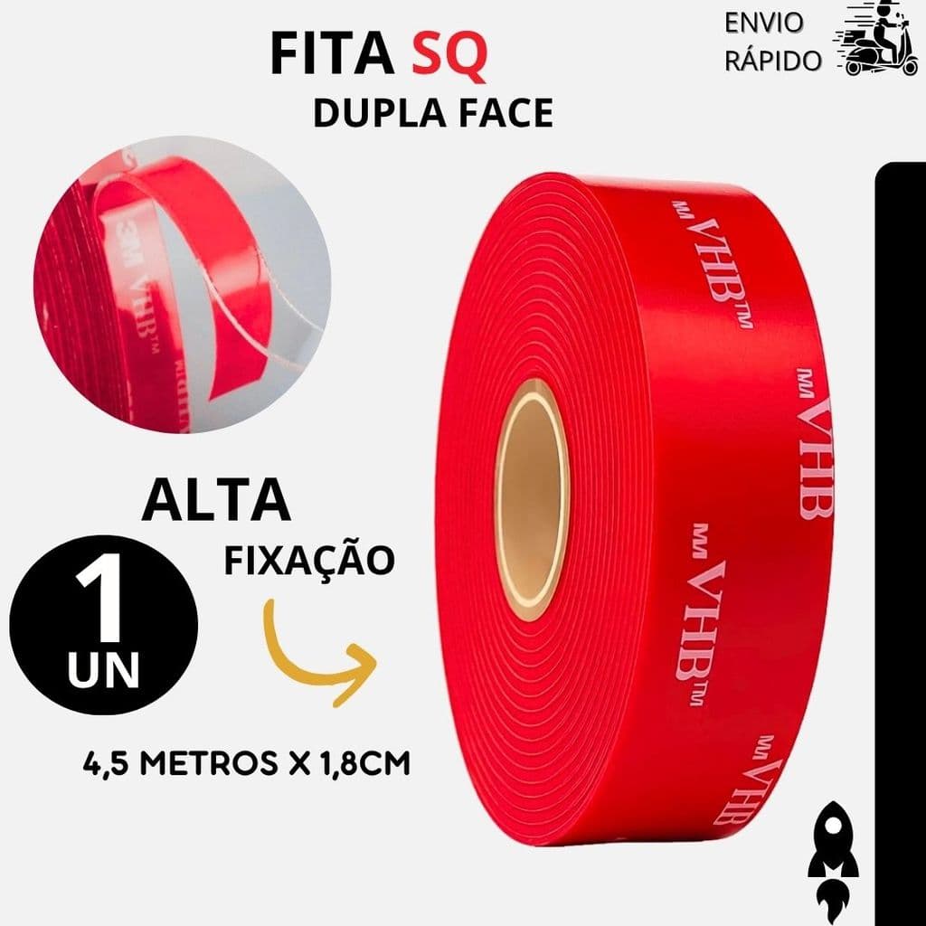 Fita Dupla Face Transparente Alta Fixação Para Montagem e Organização 4,5m x 18mm 1 Unidade