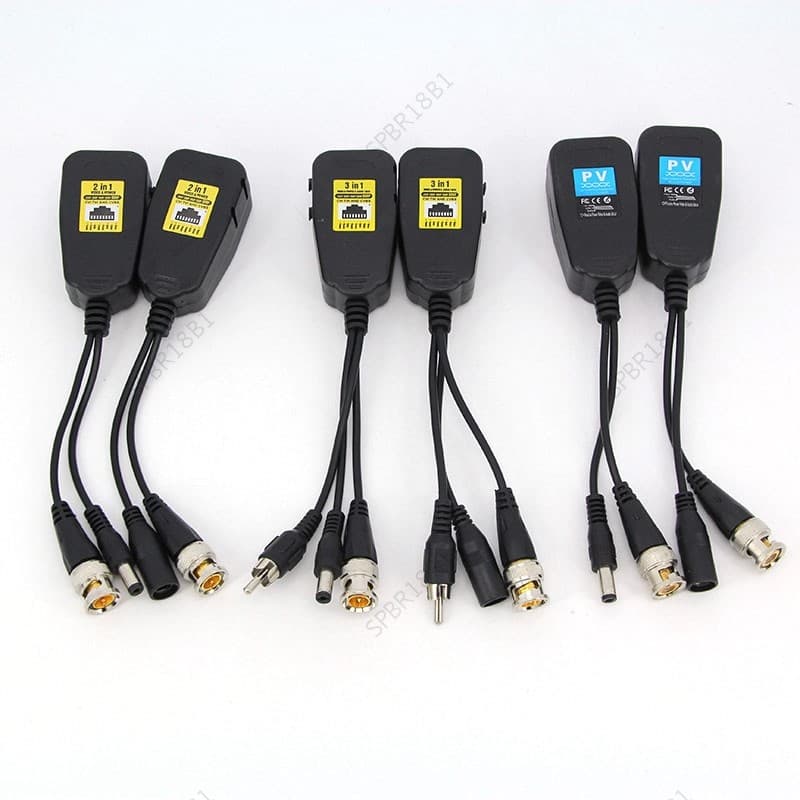 1080P 8MP Balun Passivo RJ45 CCTV Transceptor De Vídeo Coaxial BNC Fonte Conectores De Alimentação Para Câmera HDCVI HDT