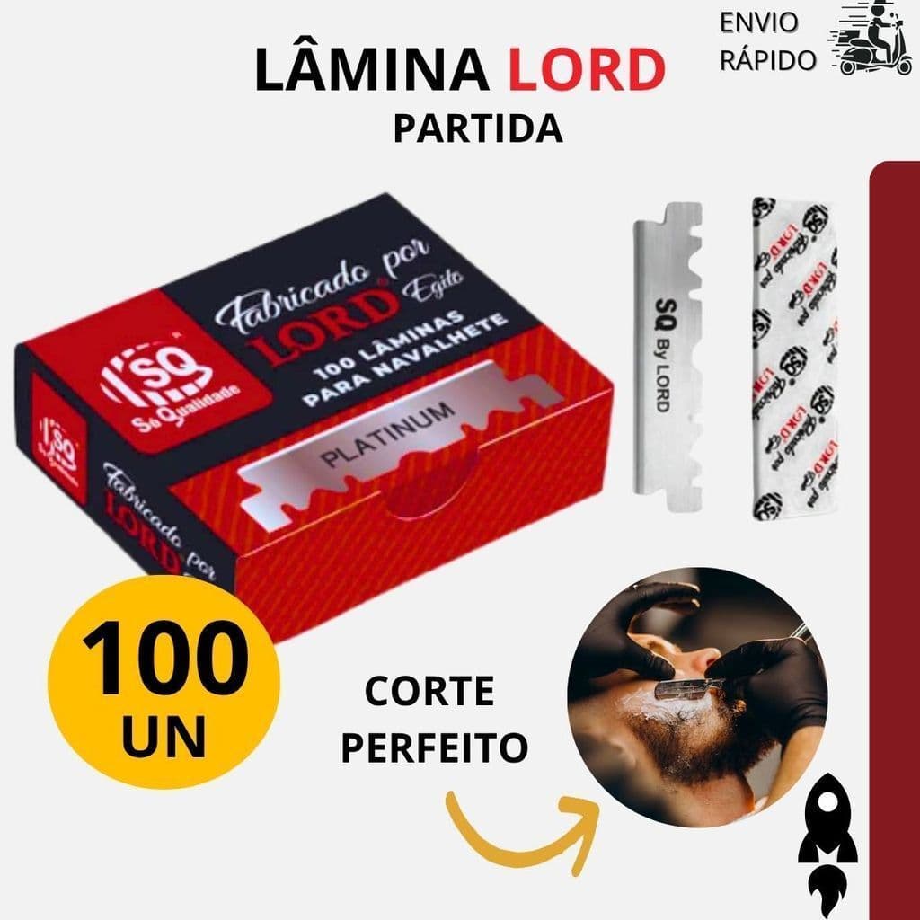 Lâminas Lord Platinum 100 Unidades Partidas ao Meio Para Navalha e Navalhete Uso Profissional