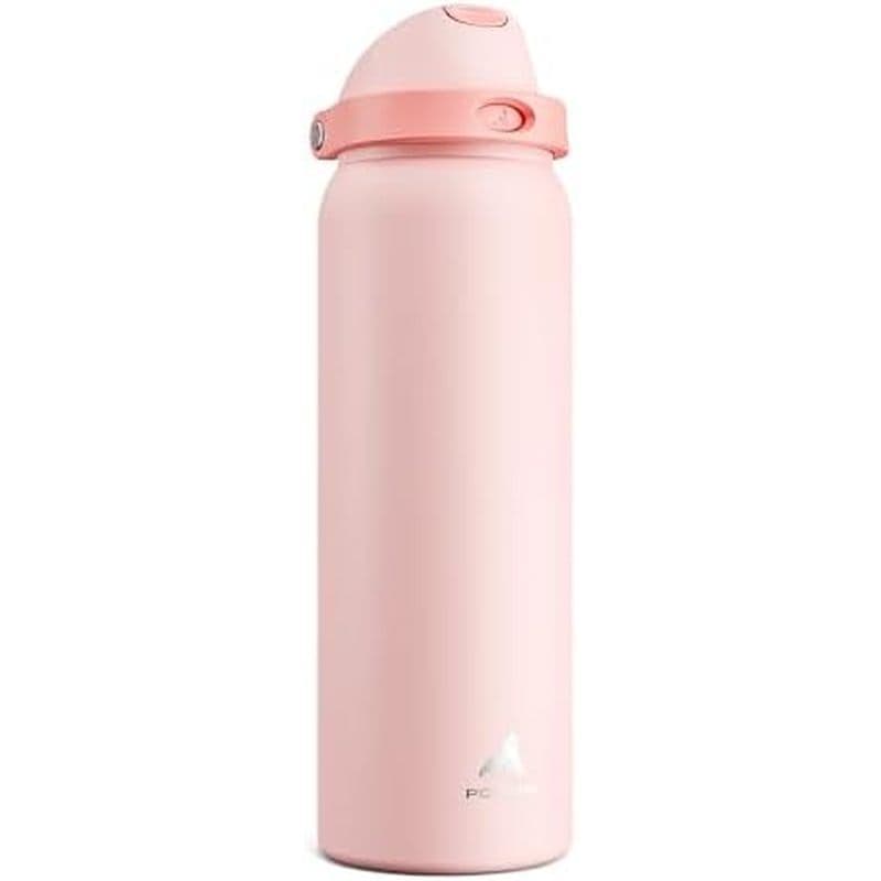 Garrafa De Água Isolada POWCAN De 40 Onças Para Esportes : Tampa 2 Em 1 Com Bico De Botão & amp ; Canudo De Flip Rápido