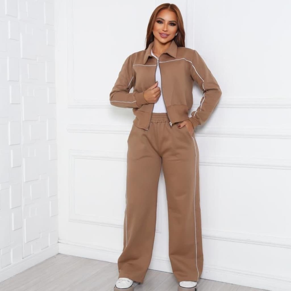 Conjunto Moletom Feminino Frio Agasalho Calça Tecido Flanelado Confortavel Envio Imediato