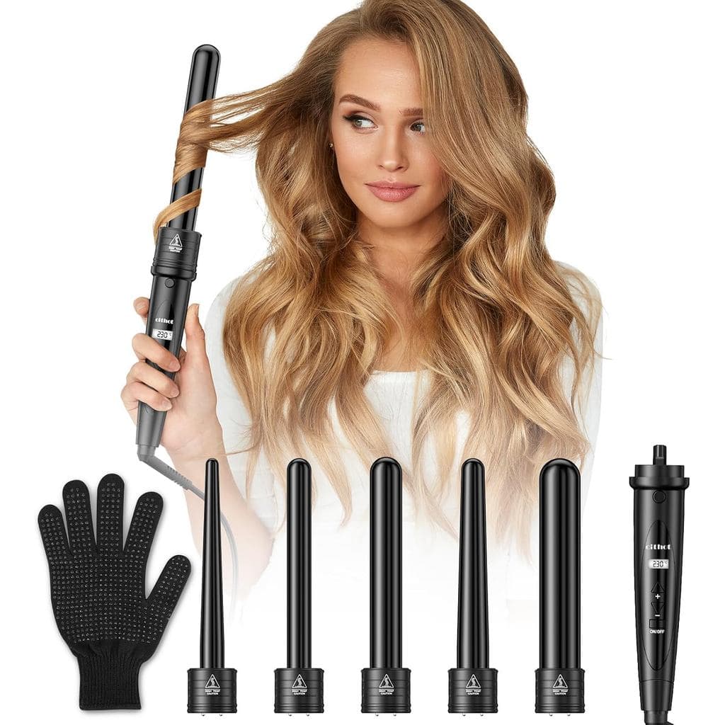 Modelador de cabelo 5 em 1, modelador de cabelo de cerâmica 80-230 ℃     Conjunto de modelador de cachos com temperatura