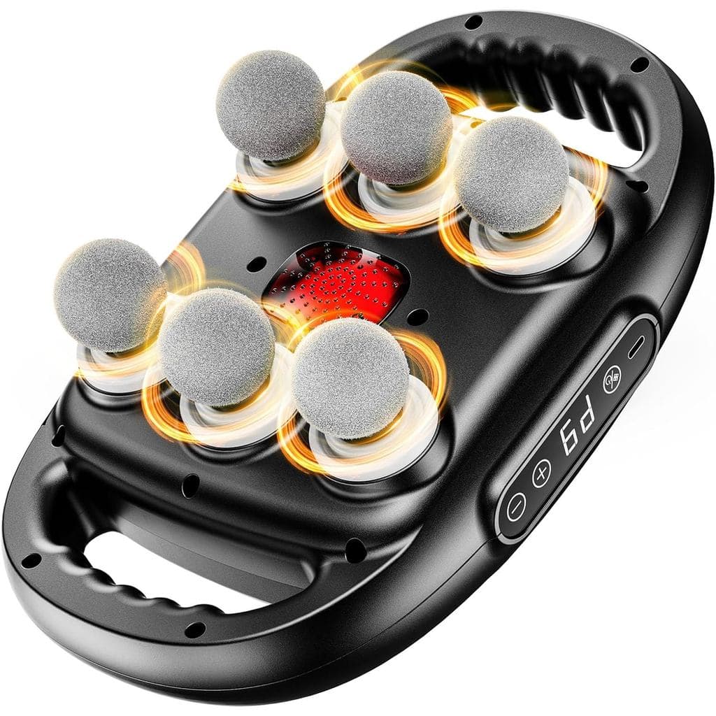 Pistola de Massagem com 6 Cabeçotes - Massajador Muscular de Tecidos Profundos Eurpmask |   9 Intensidades Ajustáveis e