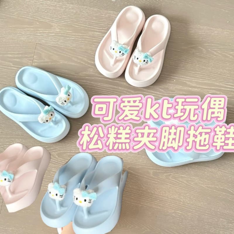 Hellokitty Boneca Flip-Flops kt Cat Muffin Chinelos de sola grossa Hello Kitty Flip-FA2025 OSAI