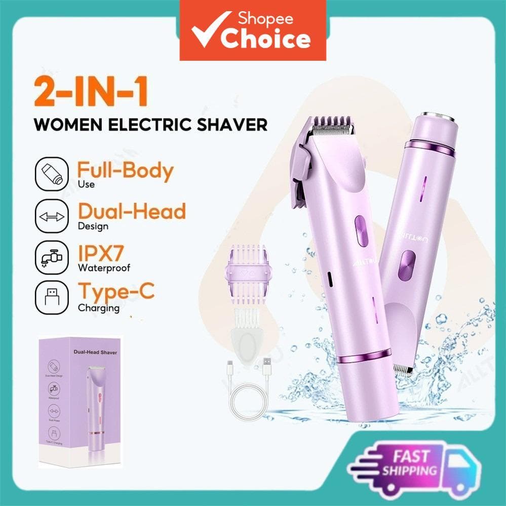 Glow Aura Barbeador de Biquíni para Mulheres, 2 em 1 Depilador Elétrico Feminino e Ferramenta de Remoção de Pelos
