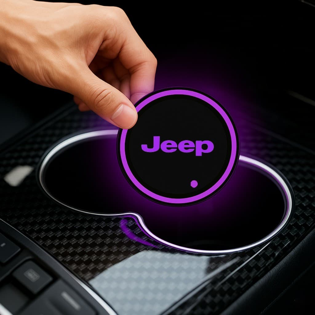 7 Cores Sensor de Luz e Movimento Tapete Porta Copos LED Acessórios para Carros For JEEP Renegade Compass