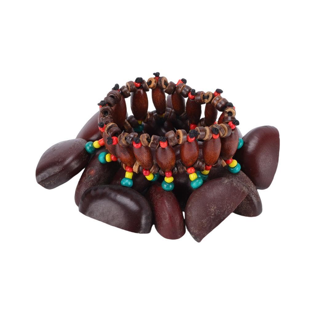 Eacam Pulseira de chocalho de semente africana feita à mão Instrumento musical Shakers Presente relaxante Natrual Nut