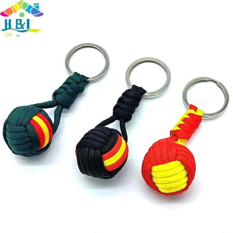 Heheshoph & L Quebra-Quedas Tecido Corda Bola Chaveiro Cordão Macaco Punho Chaveiros Ao Ar Livre Ferramenta De Sobrevivê