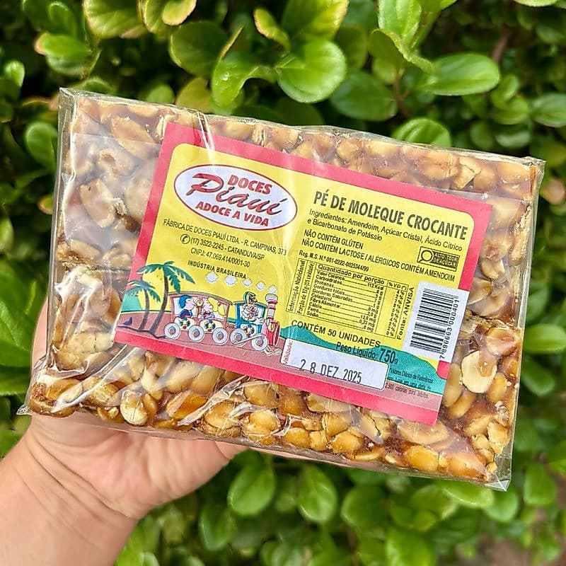 pé de moleque crocante pacote c/ 50 unidades 750g